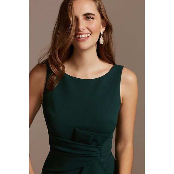 BETSY & ADAM Ruffle Bow Trumpet Gown in Pine Size US 4 - Picture 2 of 12